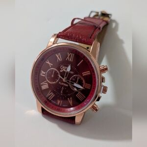 Unisex Candy Apple Red Geneva Quartz Ghost Watch